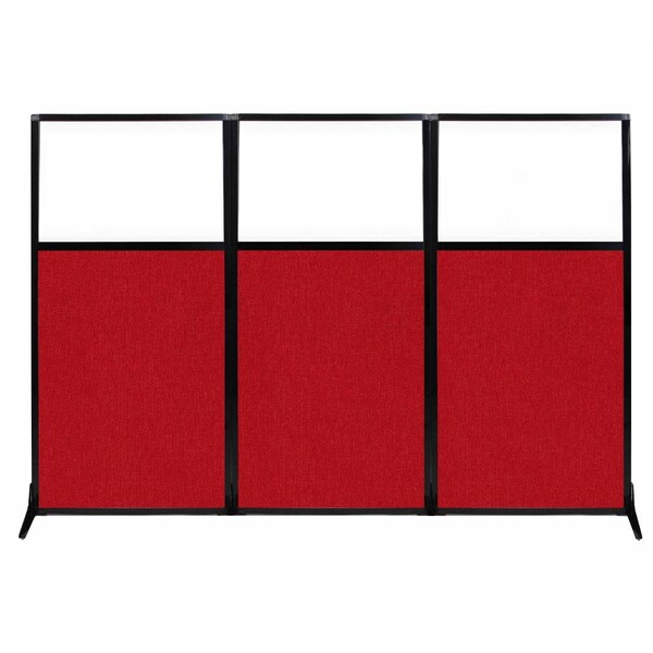 Work Station Screen 99" x 70" Red Fabric With Clear Window